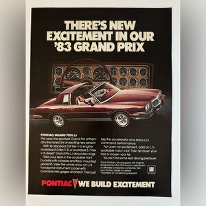 5/$20 Pontiac Vintage Magazine Print ad 1983